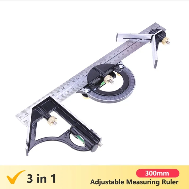 3 In 1 300mm Adjustable Measuring Ruler Multi Combination Square Angle Finder Protractor Tools 3 In 1 300mm Adjustable Measuring 5