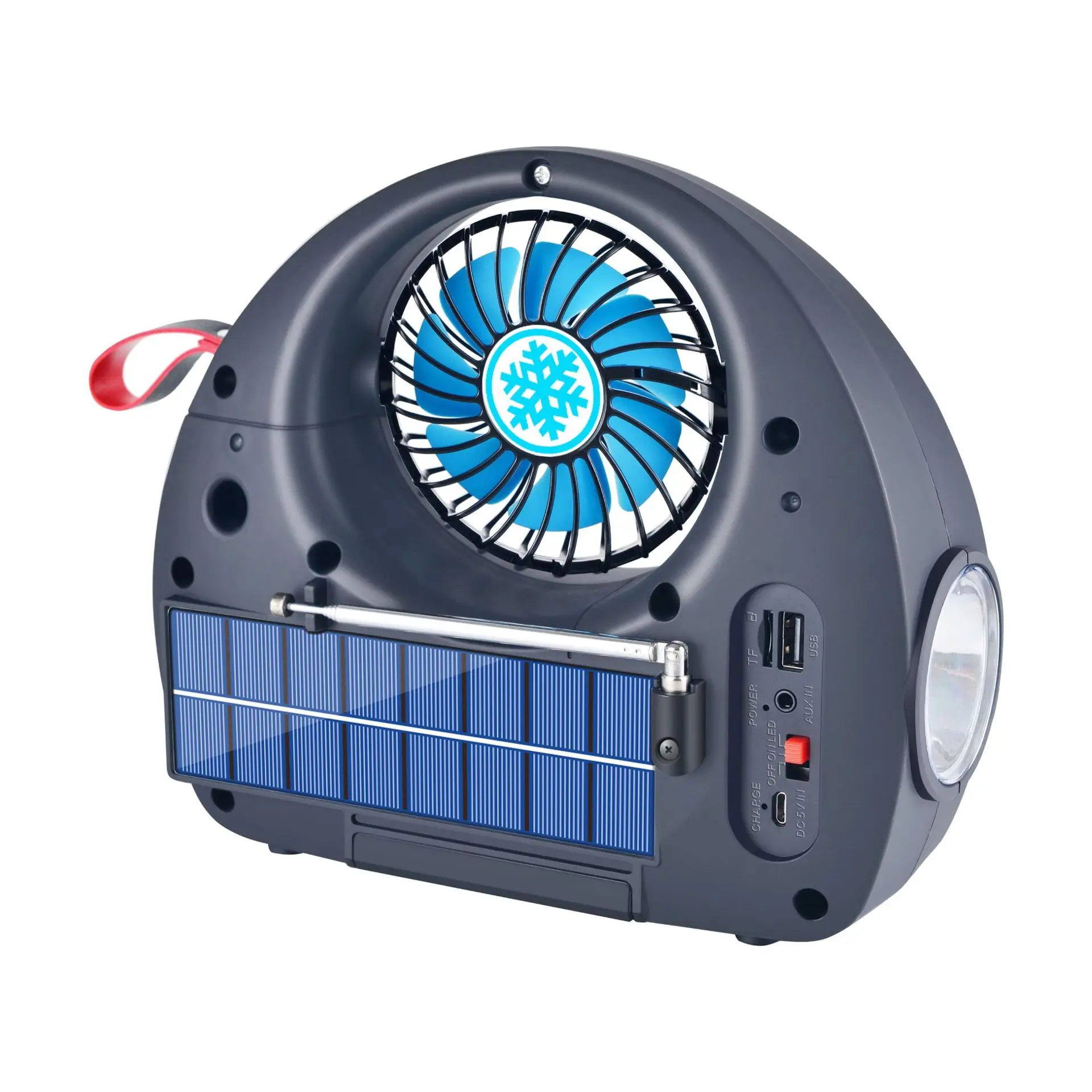 MD-121-S Field Emergency FM Band Radio Flashlight Wireless Bluetooth Speaker Solar Fan Three Gear Adjustment