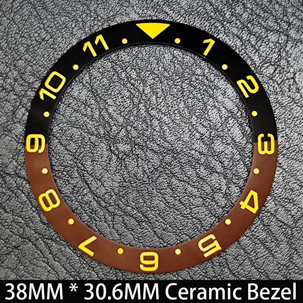 Elegant Blue Luminous Bezel GMT and Diving Watch Insert, Sloping 38mm x 30.6mm Ceramic/Aluminum