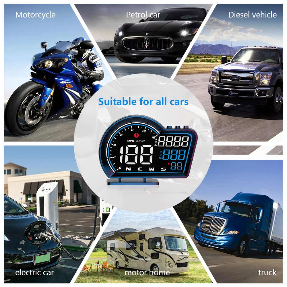 Geyiren G16  ڵ ӵ, GPS ð  Ÿ ħ,  ÷, MPH KMH HUD ׼,   
