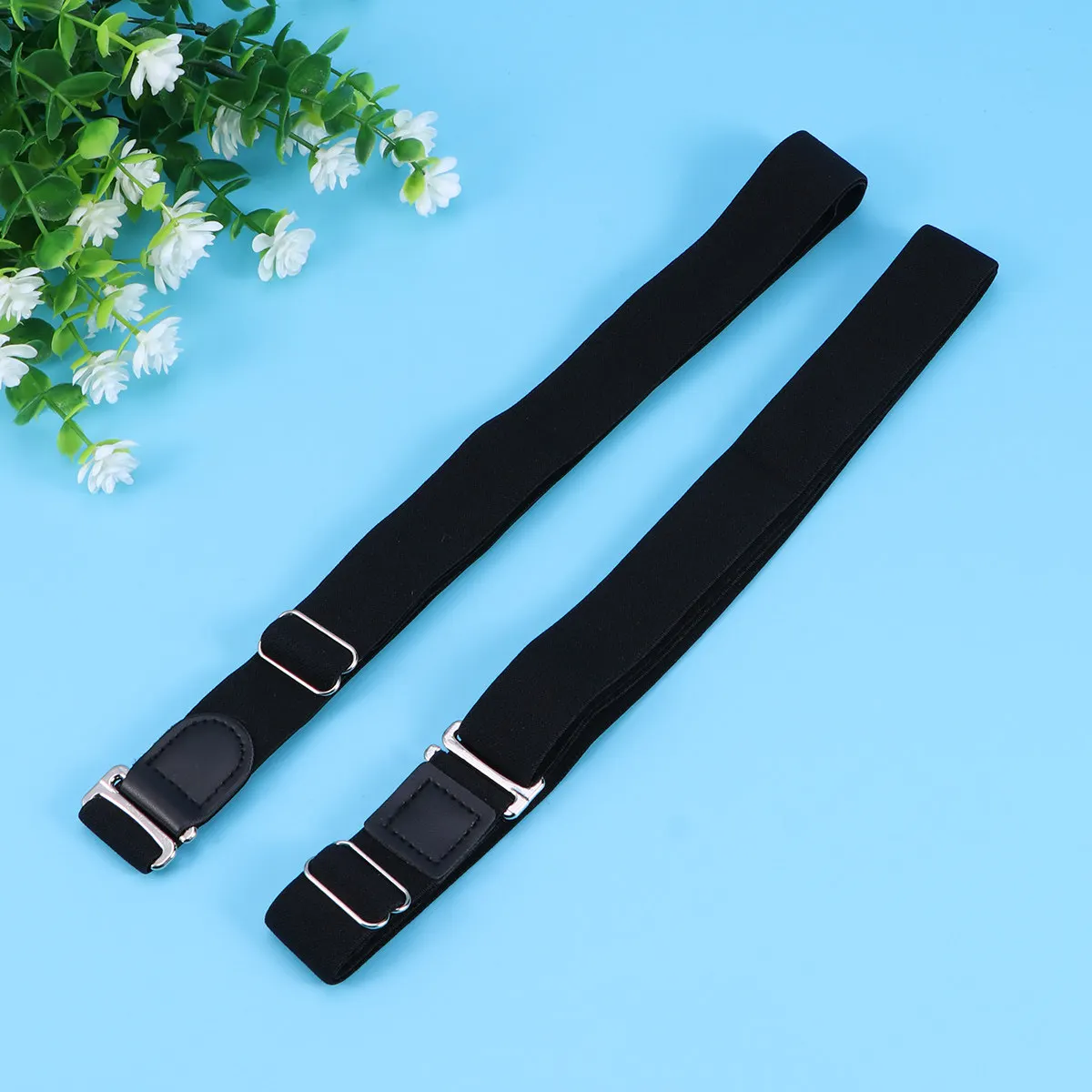 남녀공용 프리미엄 나일론 논슬립 실리콘 스트립 셔츠 홀더 벨트 2개 (블랙)