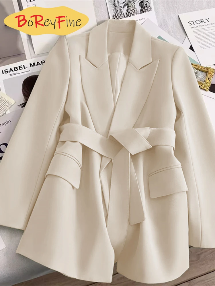 

Женский блейзер большого размера с поясом, новая верхняя одежда, женские Топы с длинным рукавом, повседневные пальто, куртка для женщин, элегантная одежда