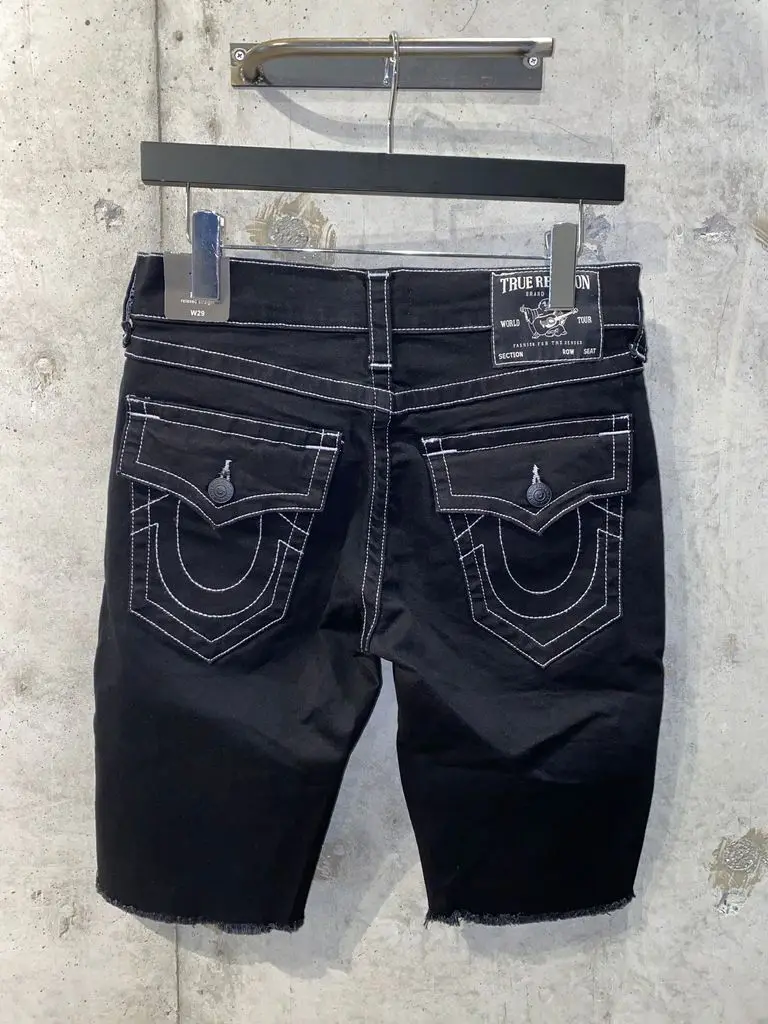 Buddha Retro Black Denim Shorts Y2K Clothes for Mens Womens Harajuku Hip Hop Pocket Embroidery Baggy Low Waist Sports