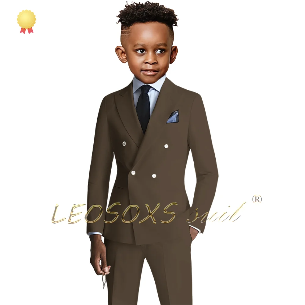 Boys' 2-piece double-breasted suit, 2-16-year-old boy's birthday wedding party celebration event custom tuxedo