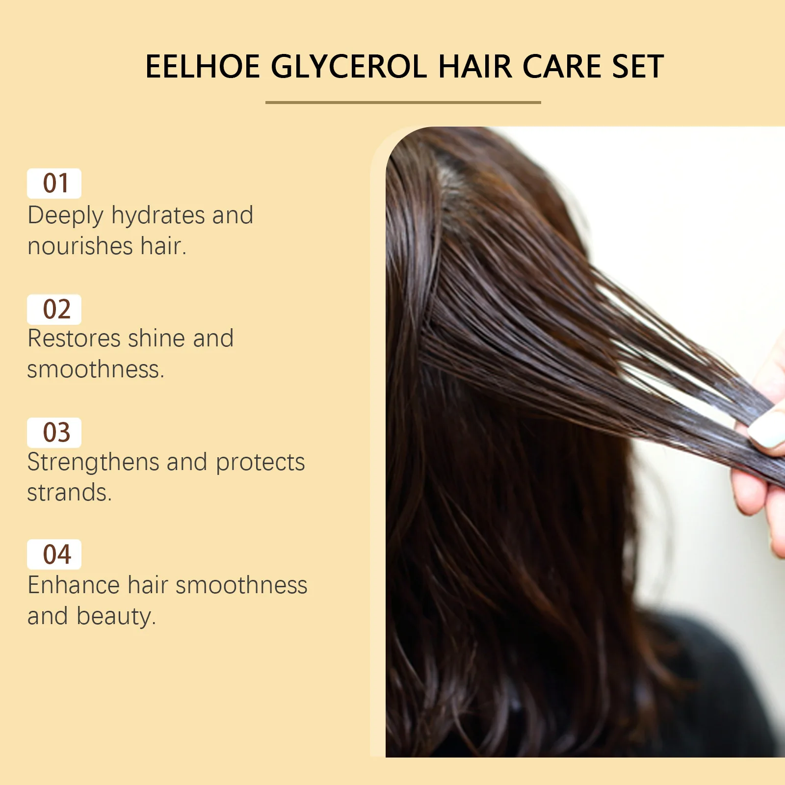 EELHOE Glycerol Hair Care Kit Hyaluronic Acid Essence Oil for Rapid Hair Growth Products Strengthen Smooth Magic Care Mask