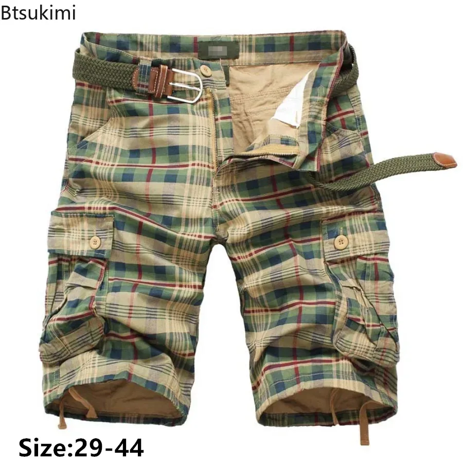 

Men's Summer Shorts Plaid Beach Shorts Mens Casual Camo Camouflage Shorts Military Short Pants Male Bermuda Cargo Overalls 29-44