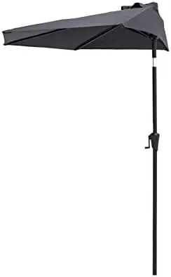 

9 ft Half Round Outdoor Market Table Umbrella with Tilt for WALL Balcony Umbrella Raincoat Umbrella corporation Mini umbrella O