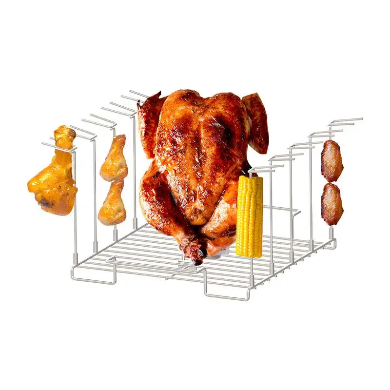 

Стойка для куриных ножек, подставка из нержавеющей стали для гриля, 10 ячеек, аксессуары для барбекю