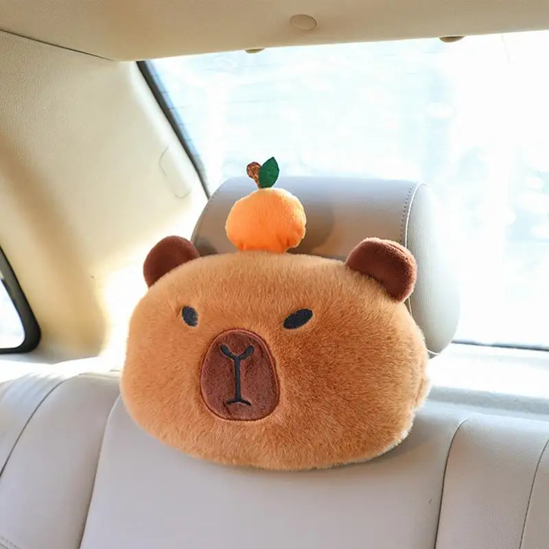 Car Seat Strap Pads Car Headrest Pillow Animal Capybara Shoulder Pads Cute Animal Headrest Pillow Automotive Seat Belt Pads