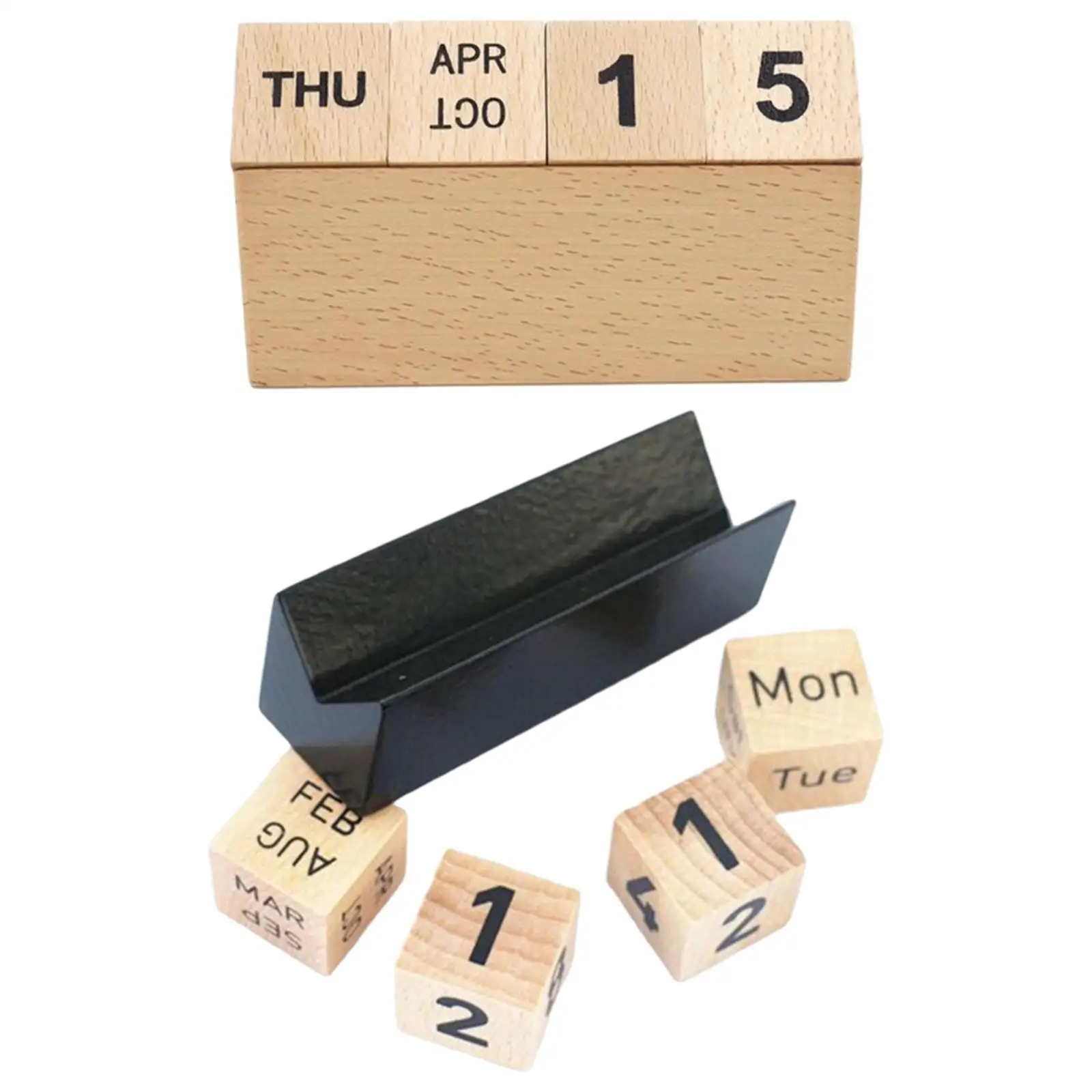 1pc Wooden Perpetual Desk Calendar Blocks,Desk Accessories Wood