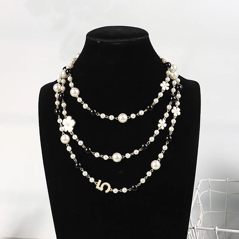Klassische exquisite Perle lange Pullover Halskette Mode Dame Party Hochzeit Kristall Schmuck – Detail 8
