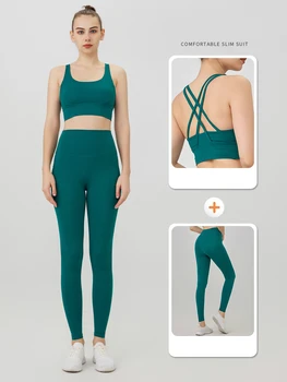 Vêtements de Yoga 2 pièces, survêtement d'athlétisme pour femmes, costume de Fitness, Pilates, vêtements d'entraînement, Push-Up, Leggings, soutien-gorge de sport