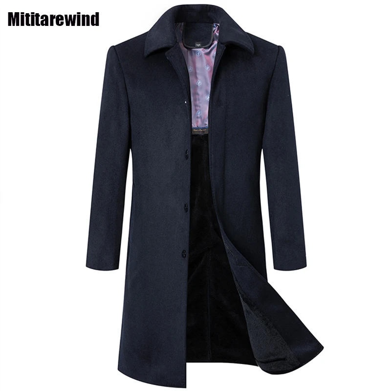 

Winter Jackets for Men High Quality Business Casual Long Woolen Coat Solid 85% Cashmere 15% Wool Blends Jacket Thick Windbreaker