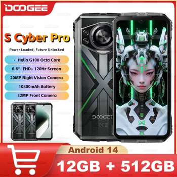DOOGEE S Cyber Pro Telefono robusto 6.6 ''FHD+ 120Hz IPS 12GB RAM 512GB ROM 10800mAh Batteria grande 33W Carica NFC Telefono cellulare