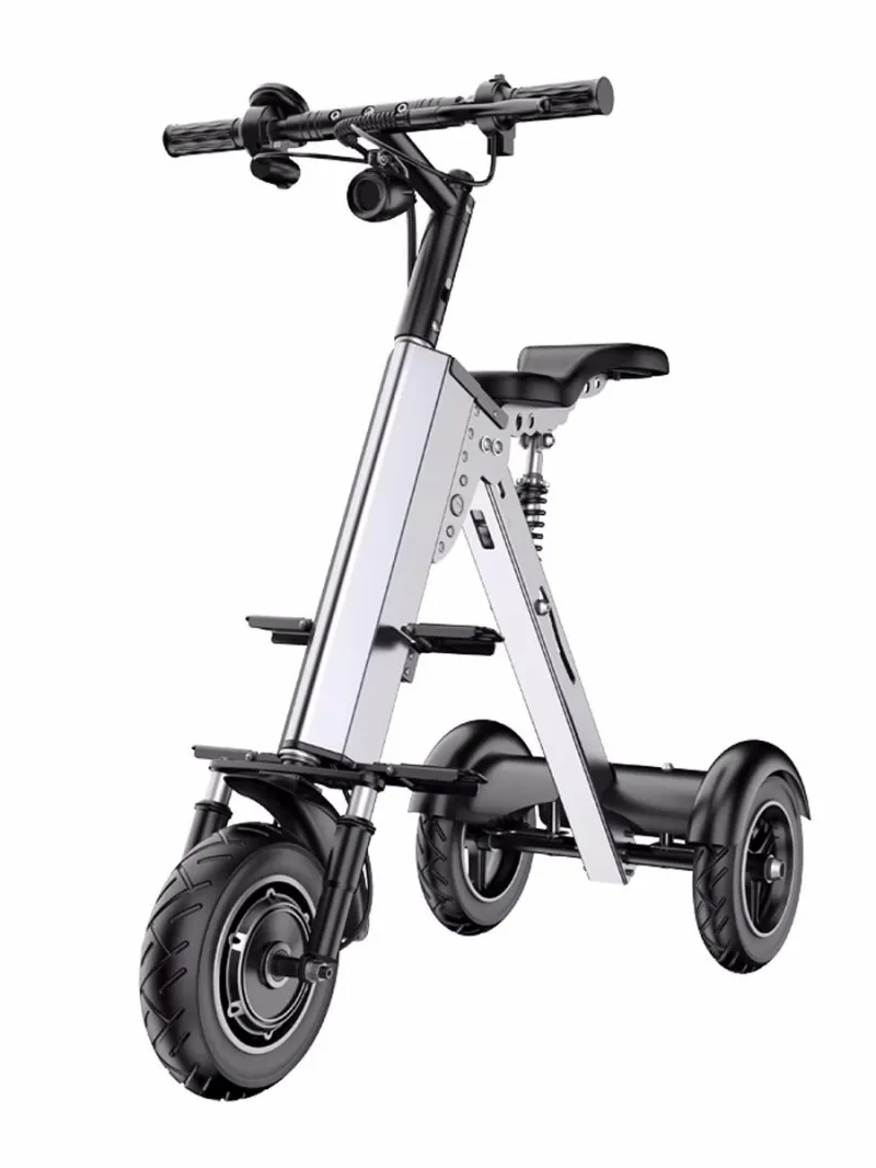 

Parent-child Two-person Lightweight Folding Electric Car Small Fashion Portable Mini Three-wheeled Scooter with Children