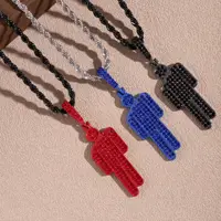 Collier de luxe avec pendentif en strass pour hommes et femmes, tendance, Hip Hop, unisexe, vente en gros, chaîne de verrouillage en pierres précieuses 2
