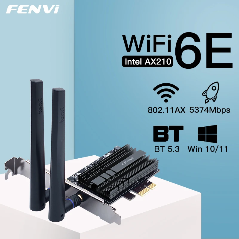 Adaptador Wi-fi sem Fio Pcie 6e 5374mbps Intel Ax210 2.4g 5g 6ghz Bluetooth 5.3 Wi-fi Card Suporte para pc Desktop Win 10 11