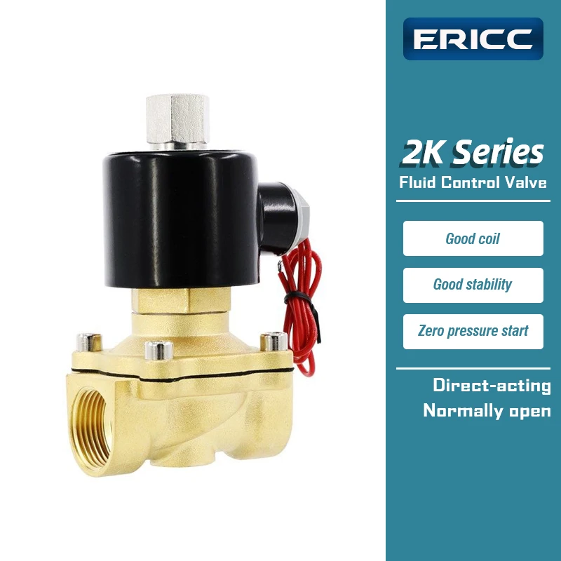 

2K series Direct-acting Normally Open Water Valve 1/4",1/8",1/2",3/4" AC220V,DC24V Pneumatic Valve for Water Oil Air