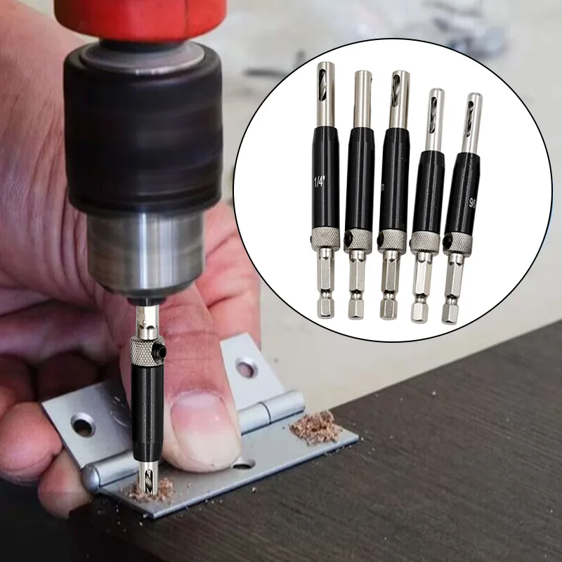 Drill Bits 8pcs 4PCs Self Centering Hinge Drill Bits Woodworking Door Window Hinge Drill Bit Positioning Hole Opener