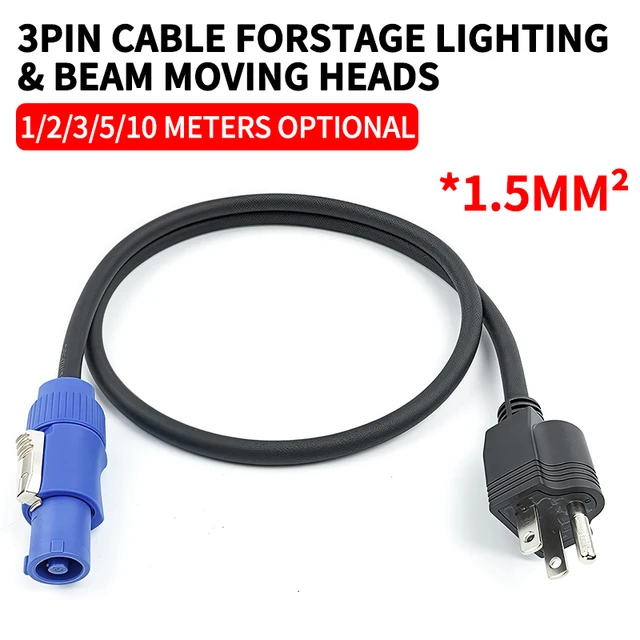 3x1.5mm² US Plug Power Extension Cord  for Stage Light LED Beam Par Can Moving Head 1