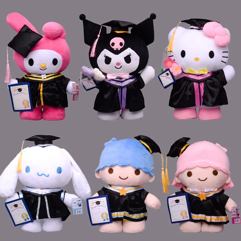 

Sanrio аниме плюшевая игрушка Cinnamoroll My Melody Kuromi Выпускной плюшевый Милая модель 35 см Кукла Kawaii Мягкие плюшевые игрушки подарки