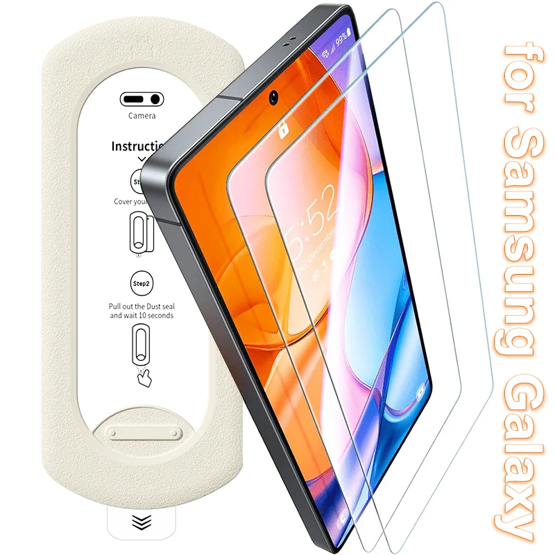 Protecteur d'écran pour Samsung Galaxy S25 S24 S23 S22 + verre trempé, couverture complète, Anti-empreintes digitales, Installation facile