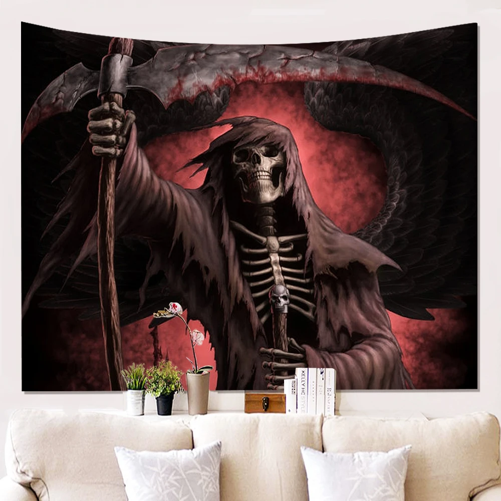 

Funny Tapestry Horror Skull Halloween Interior Hippie Living Room Tapestries Background Wall Hanging Home Bedroom Decor Painting