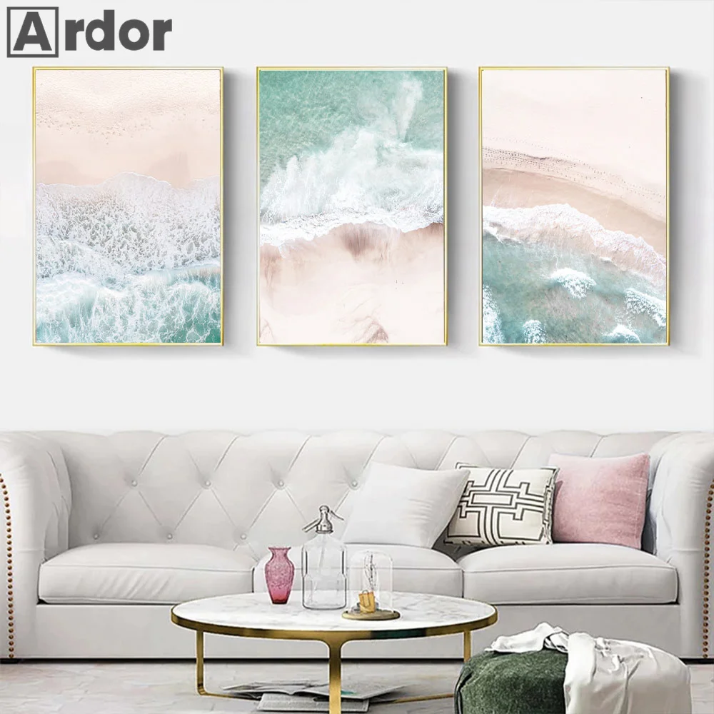 

Sea Waves Art Painting Beach Canvas Poster Seaside Landscape Wall Art Print Nordic Posters Wall Pictures Living Room Home Decor