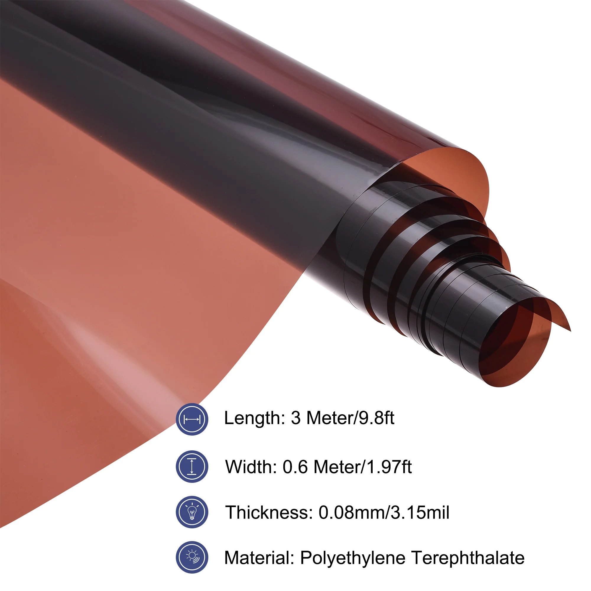 uxcell Window Film, Glass Sun Blocking, Heat Control Self Adhesive Brown Window Tint, 9.8x1.97ft for Home Office