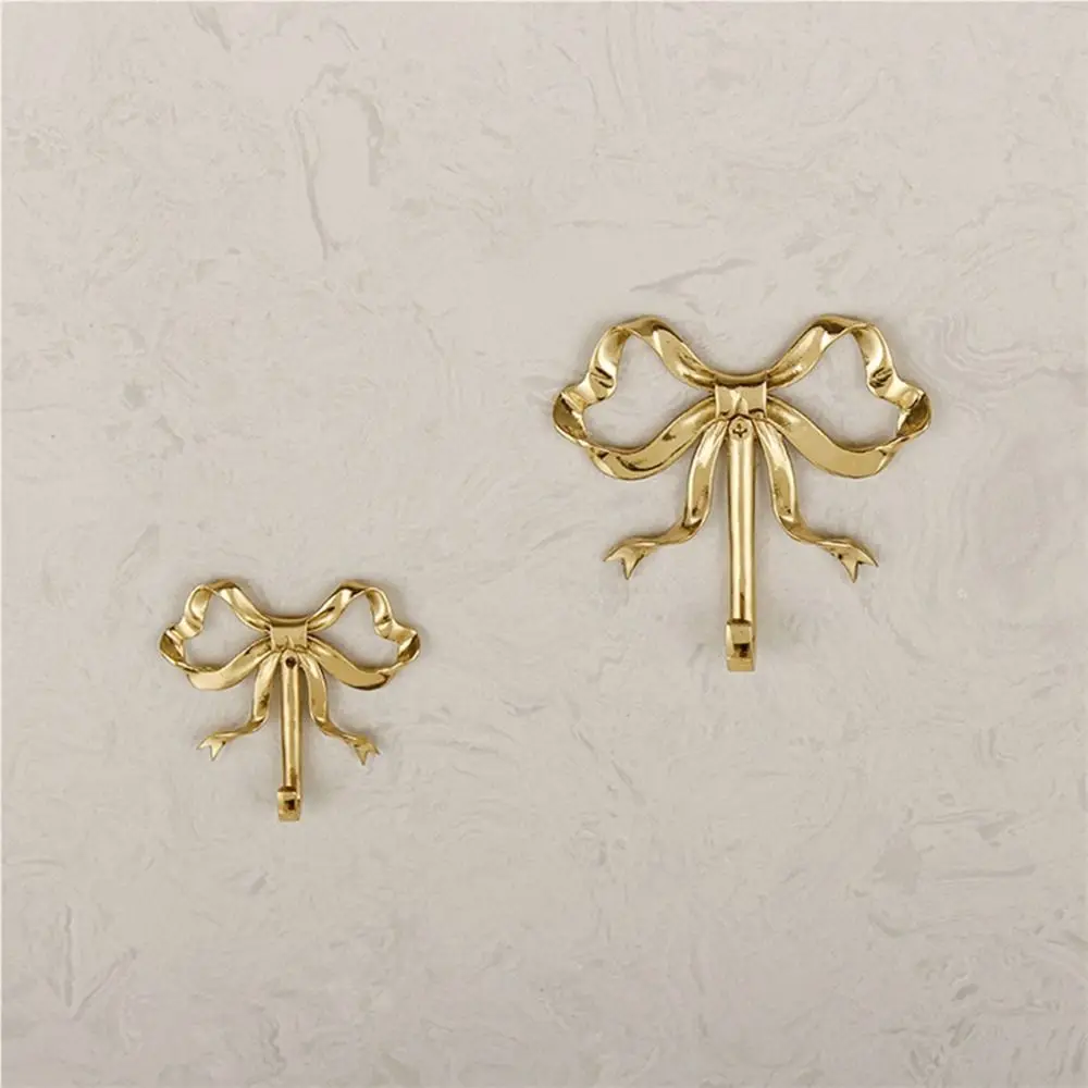 Retro Brass Bow Shape Wall Hook Gold Functional Bow-Knot Hook Wall Hangings Decorative Wardrobe Hanger Clothes Coat 5