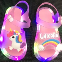 Children Luminous Sandals Girls And Boys Cute Cartoon Fashion Glow Slipper Kids Crystal Beach Shoes 1-6 Years Baby Shoes 1