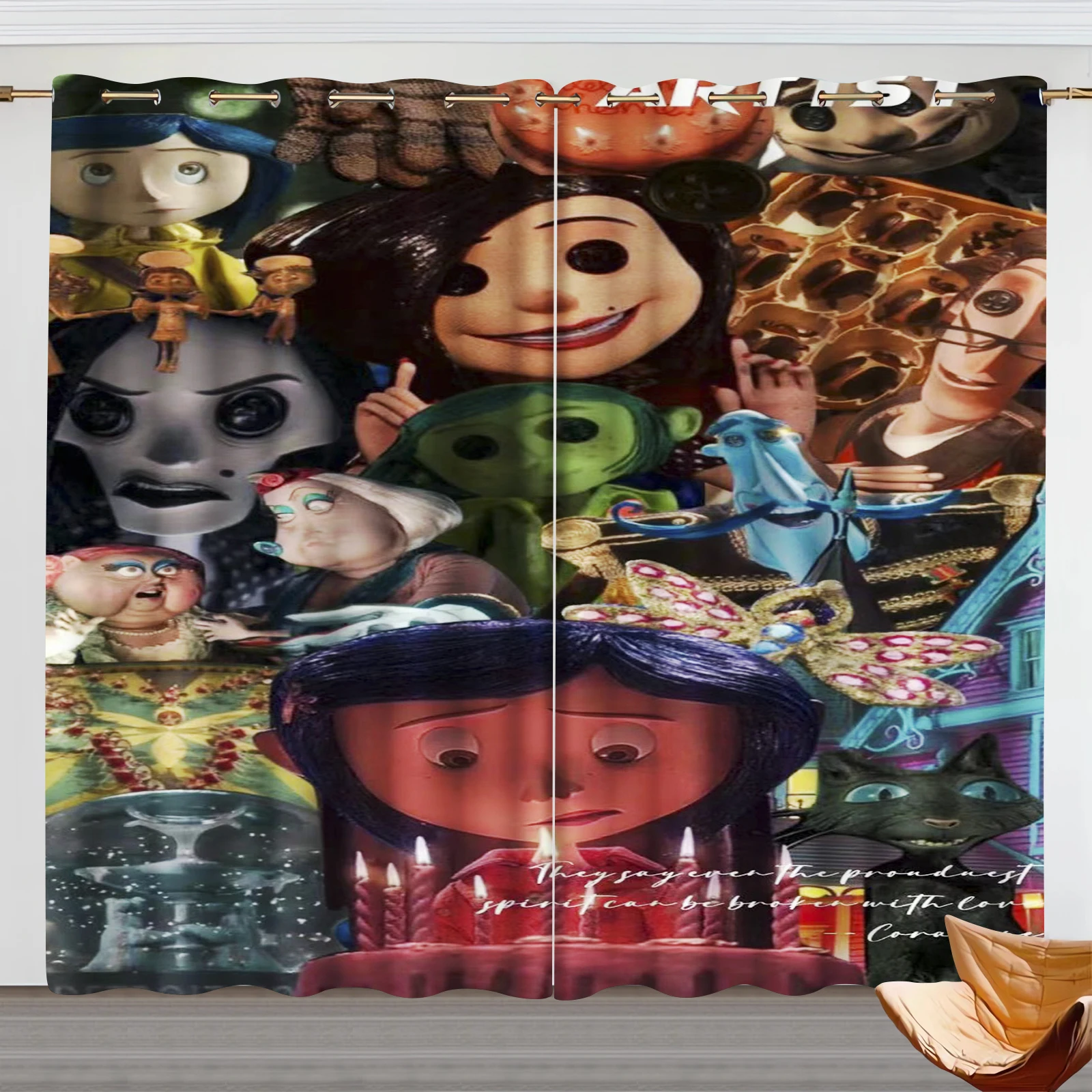 Anime Girl  Coraline Curtains Living Room Blackout Ghost Mother Cartoon Customisable Anime Curtains Manga Peripheral 2