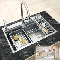 304 อ่างล้างจานสแตนเลสเงินขนาดใหญ่ SINGLE SLOT มัลติฟังก์ชั่ล้างจานอ่างล้างผักสําหรับห้องครัว 1