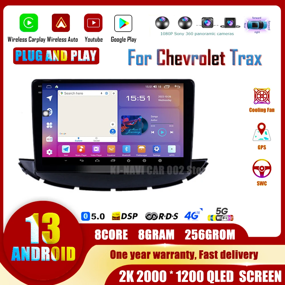 

Radio Android For Chevrolet Trax 2017-2022 Carplay Car Multimedia Player Auto Navigation Stereo Head Unit BT WIFI DSP WIreless