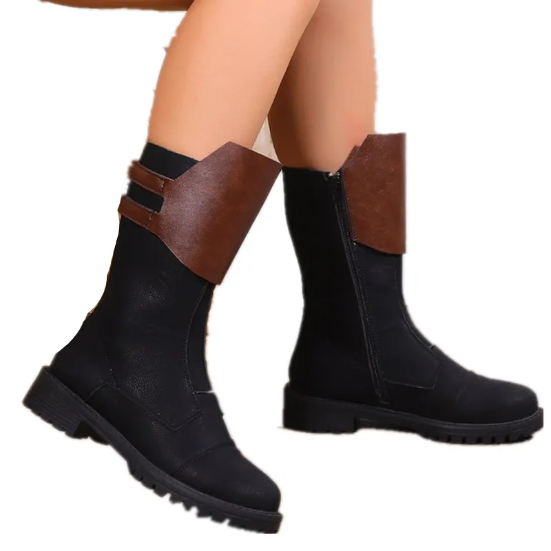 Boots for Women Autumn Winter New Mid-calf Designer Women's Boots Classic Low Heel Casual Shoes Female Plus Size Chelsea Boots