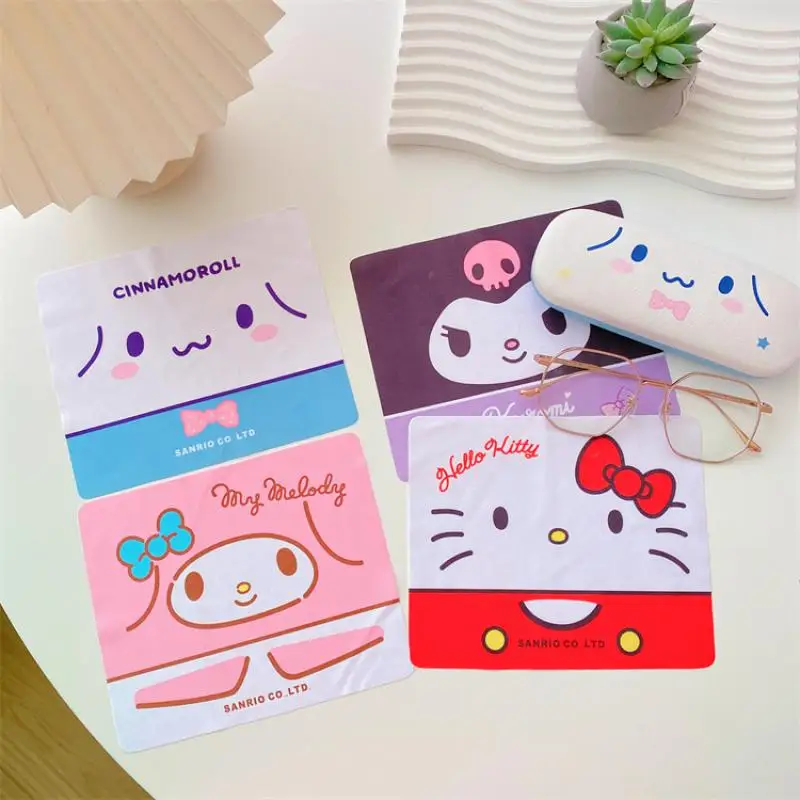 

Kawaii Sanrio Glasses Cloth Kuromi Accessories Cute Cartoon Anime Cell Phone Screen Wipe No Damage To Lenses Toys for Girls Gift