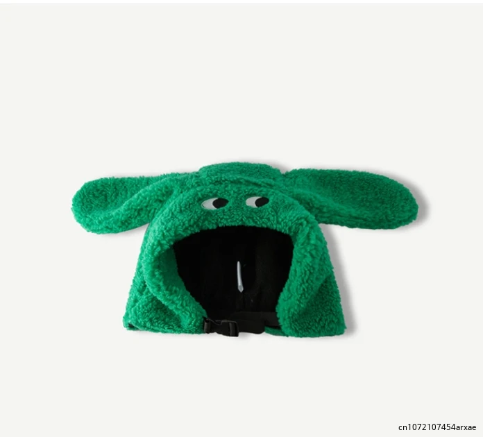 

Harajuku Women's Fleece Hat Thick Warm Cap Original Niche Design Cartoon Dog Graphic Hat Eye Embroidery