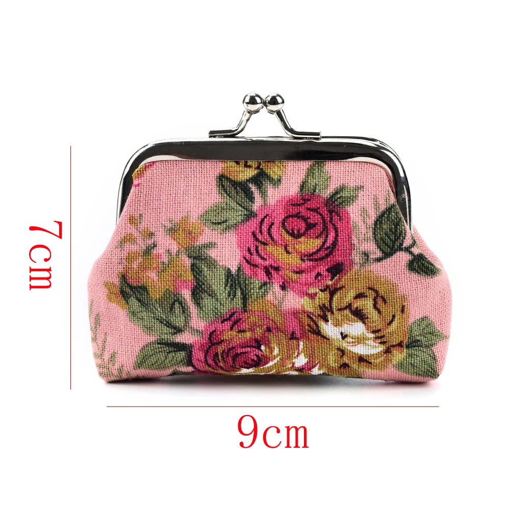 Women Coin Purse Flower Printing Ladies Coin Purse Pocket Pouch Key Credit 1 Pc Leather Coin Purse