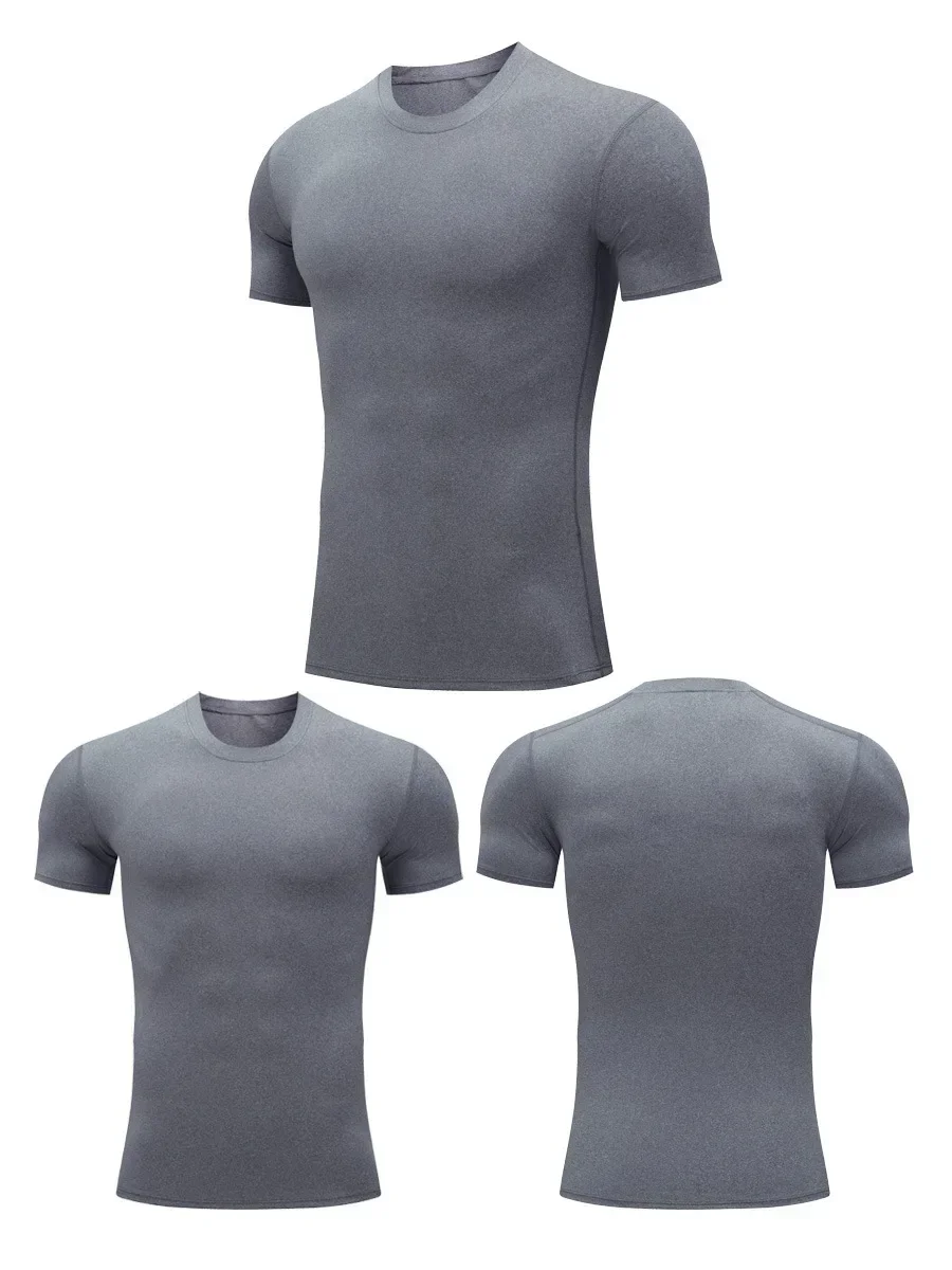Men's sports fitness short sleeve T-shirt compression top uv protection sweat absorbent quick dry sweatshirt 1 Piece suitable