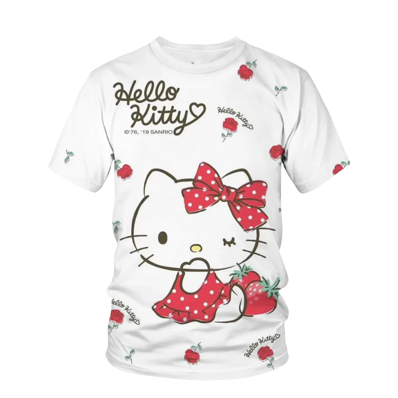 

Harajuku Women's T-Shirts Women's Oversized T-Shirts Summer Hello Kitty T-Shirts Printed O-Neck Tops T-Shirts Women's T-Shirts
