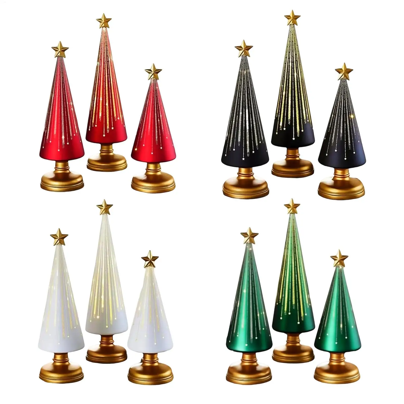 3pcs Table Christmas Tree Decorations Christmas Ornament Artificial Resin Star Topper Tree Figurine for Home Room Winter decors