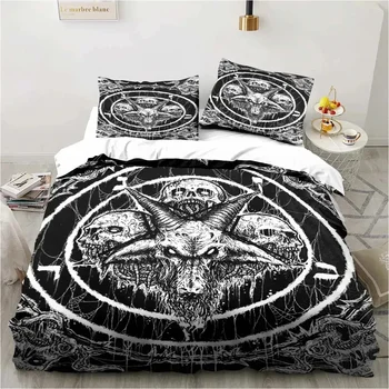 Set biancheria da letto Satanico Satanico Devil Ragazzi Ragazze Twin Queen Size Copripiumino Federa Letto Ragazzi Moda per adulti Tessili per la casa
