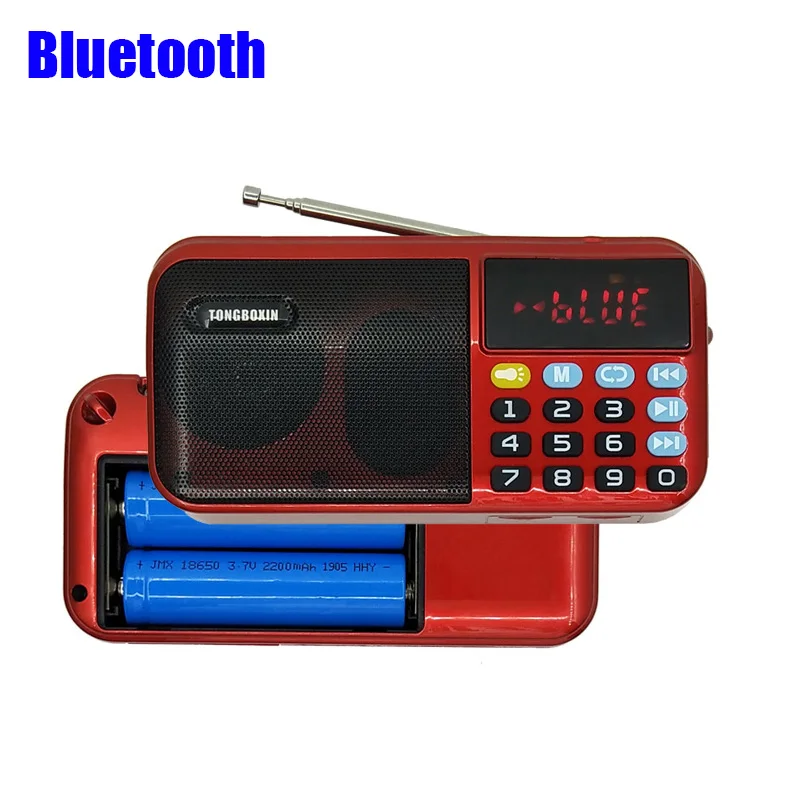 C 803 Portable Bluetooth Speaker FM Radio Receiver USB TF MP3 Player With LED Flashlight Support 2 Rechargeable 18650 Battery
