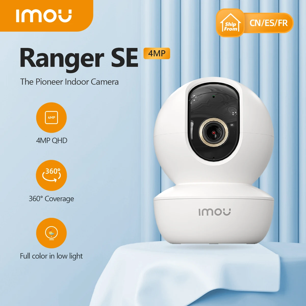 IMOU-Caméra de surveillance intérieure IP sans fil Ranger SE, 4MP, RC, 3MP,  AI, poignées humaines