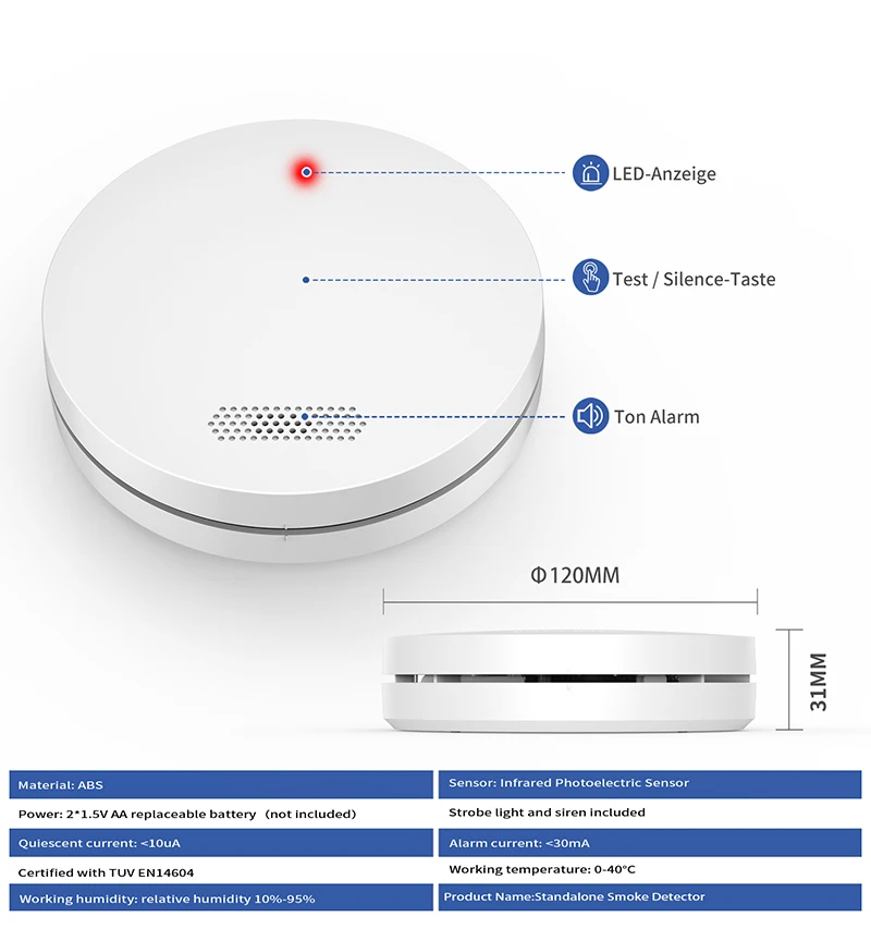 Tuya e Smart Life Home Safety Smoke