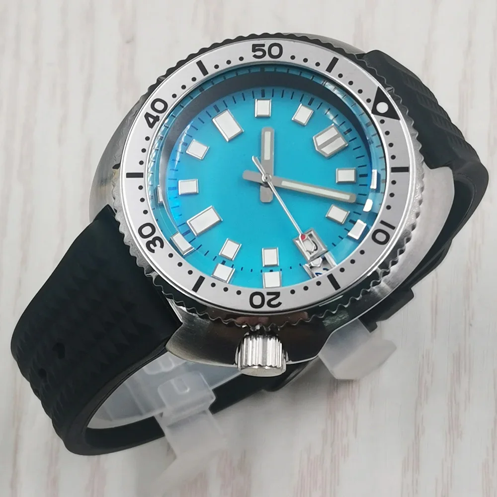 

44MM Seiko NH35 Movement Date Window Sterile Blue Dial Stainless Steel Case Luminous Sapphire Glass Men Mechanical Watch