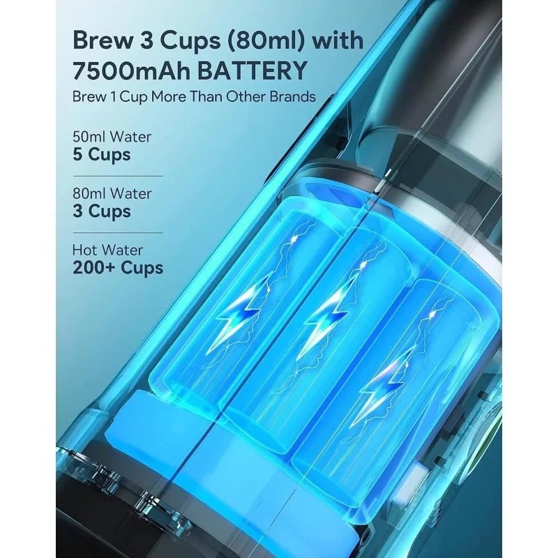 Qwoutin Nano portable electric espresso machine, self-heating, car charger, 20 bar mini coffee maker, with ground coffee; NS cap 5