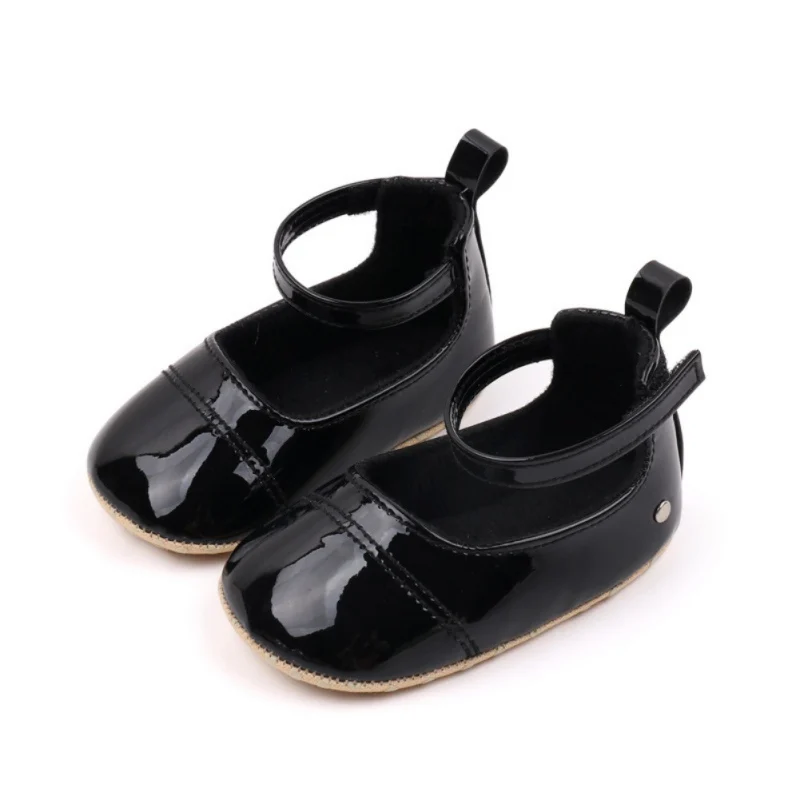 Baby Girls Shoes Solid Color Infant Flat Non Slip Soft Sole Toddler First Walkers Newborn Princess Wedding Dress Leather Shoes