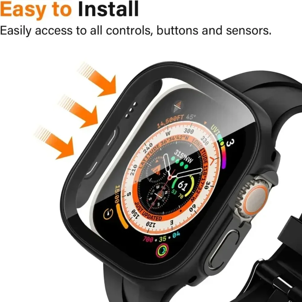 Premium HD Tempered Glass and Protective Case for Apple Watch Ultra - 49mm Screen Protector and Bumper Cover