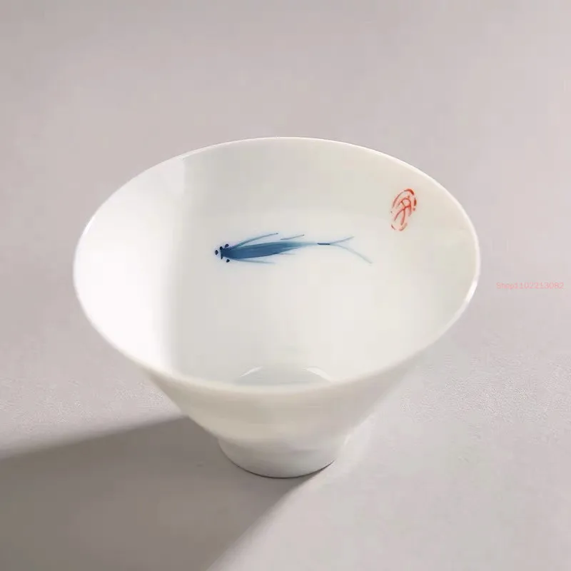 Jingdezhen Ceramic Large Capacity Blue and White Porcelain Tureen Creative Tea Strainer Office Retro Hand-painted Tea Cup